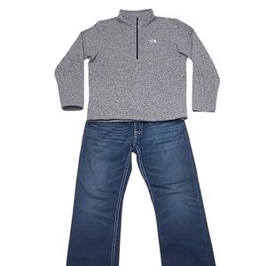 The North Face Logo Pullover 3/4 Zip Up Mockneck Zipper Collared Sweater Jacket